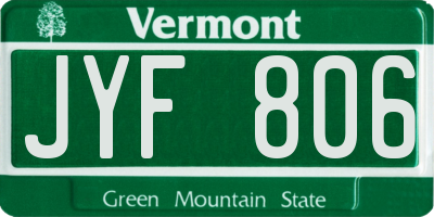 VT license plate JYF806