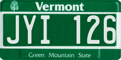 VT license plate JYI126