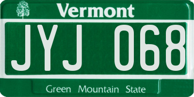 VT license plate JYJ068