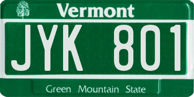VT license plate JYK801