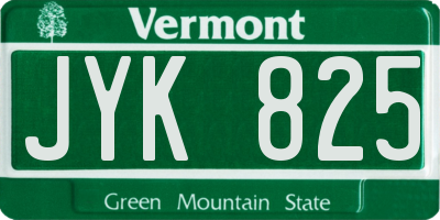 VT license plate JYK825