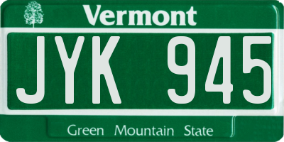 VT license plate JYK945