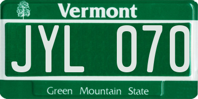 VT license plate JYL070