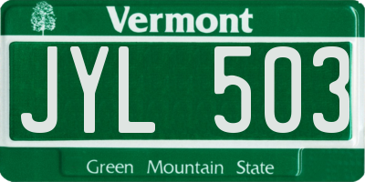 VT license plate JYL503