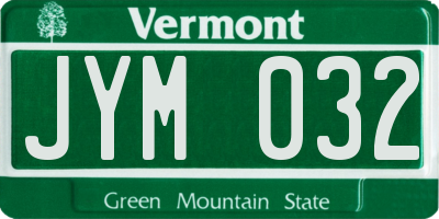 VT license plate JYM032