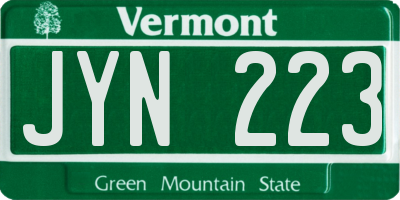 VT license plate JYN223