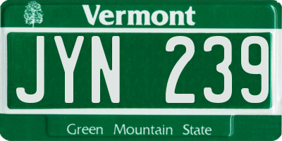 VT license plate JYN239