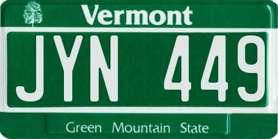 VT license plate JYN449
