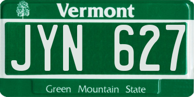 VT license plate JYN627