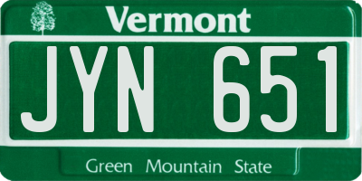 VT license plate JYN651