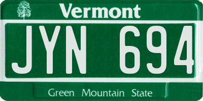 VT license plate JYN694