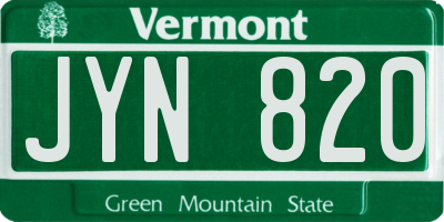 VT license plate JYN820