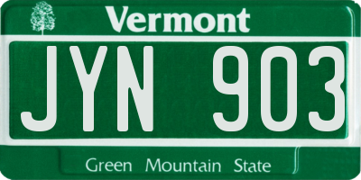VT license plate JYN903