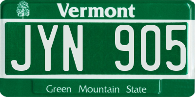 VT license plate JYN905