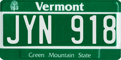 VT license plate JYN918