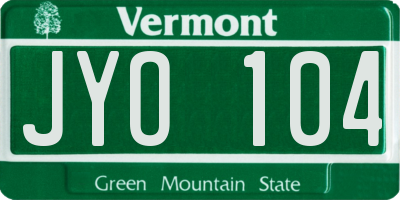 VT license plate JYO104