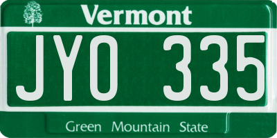 VT license plate JYO335