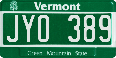 VT license plate JYO389