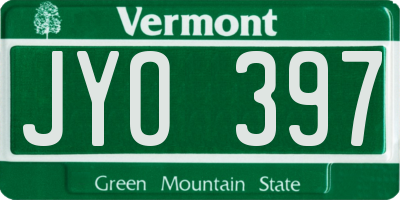 VT license plate JYO397