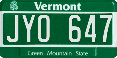 VT license plate JYO647