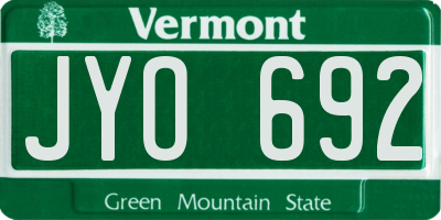 VT license plate JYO692