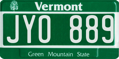 VT license plate JYO889