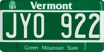 VT license plate JYO922