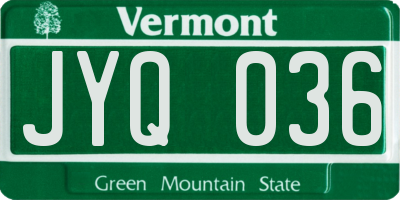 VT license plate JYQ036