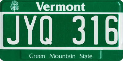 VT license plate JYQ316
