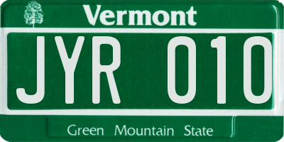 VT license plate JYR010
