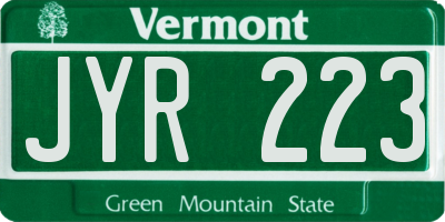 VT license plate JYR223