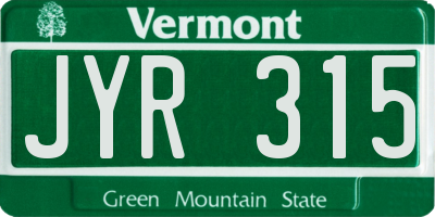 VT license plate JYR315