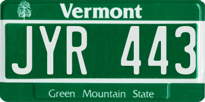 VT license plate JYR443