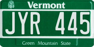 VT license plate JYR445