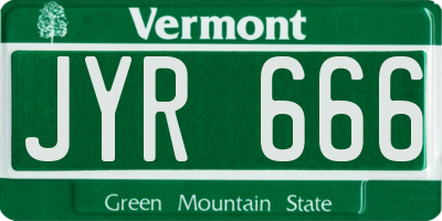 VT license plate JYR666