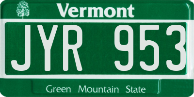 VT license plate JYR953