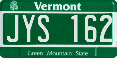 VT license plate JYS162