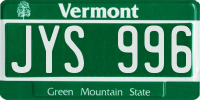 VT license plate JYS996