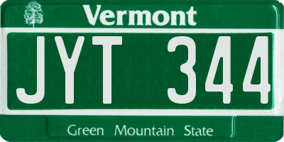 VT license plate JYT344