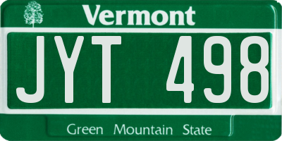 VT license plate JYT498