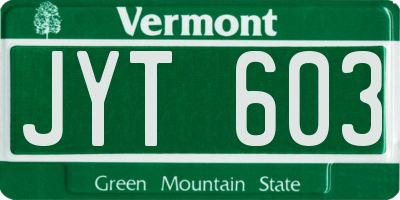 VT license plate JYT603