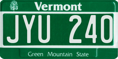 VT license plate JYU240