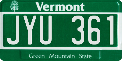 VT license plate JYU361