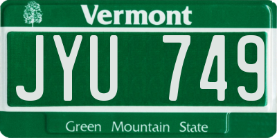 VT license plate JYU749