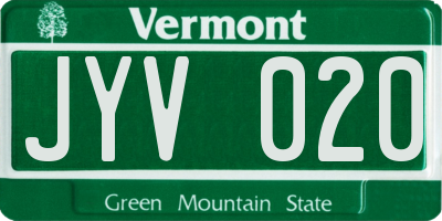 VT license plate JYV020