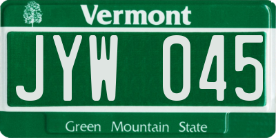 VT license plate JYW045