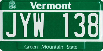 VT license plate JYW138