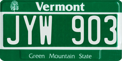 VT license plate JYW903