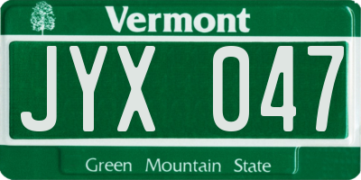 VT license plate JYX047
