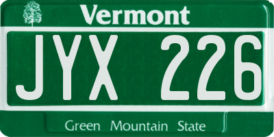 VT license plate JYX226